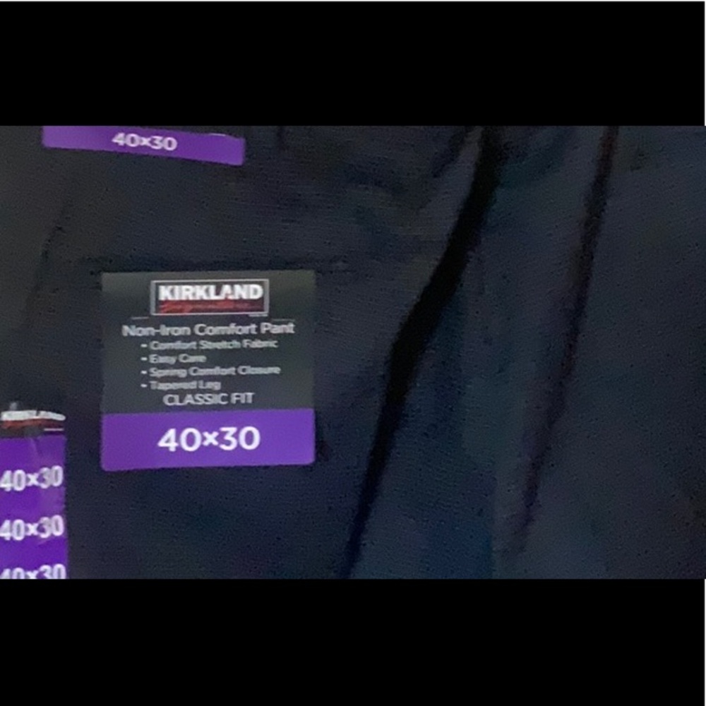 KIRKLAND Black Check Non-Iron Comfort Pant - Classic Fit 40X30 - New w/Tags